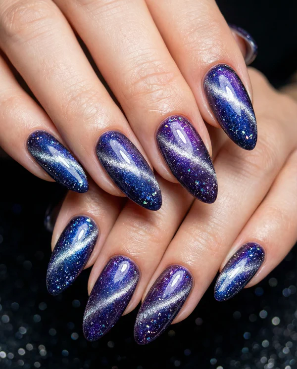 晶石貓眼指甲 - 銀河星空